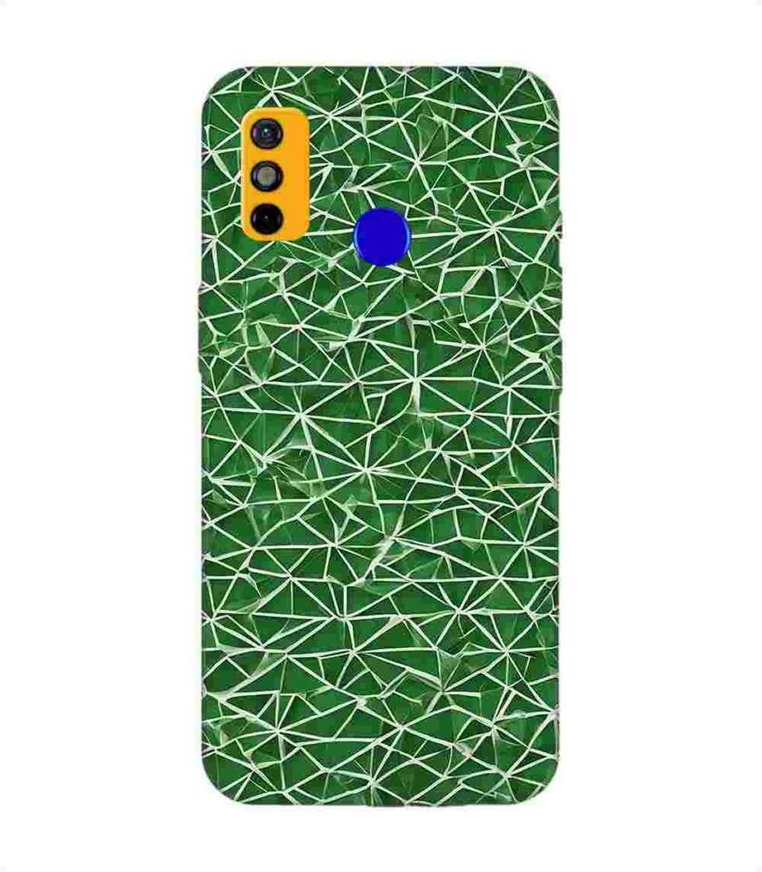 Printed Mobile Back Covers for Tecno Spark Go (2020) close up green white geometric pattern