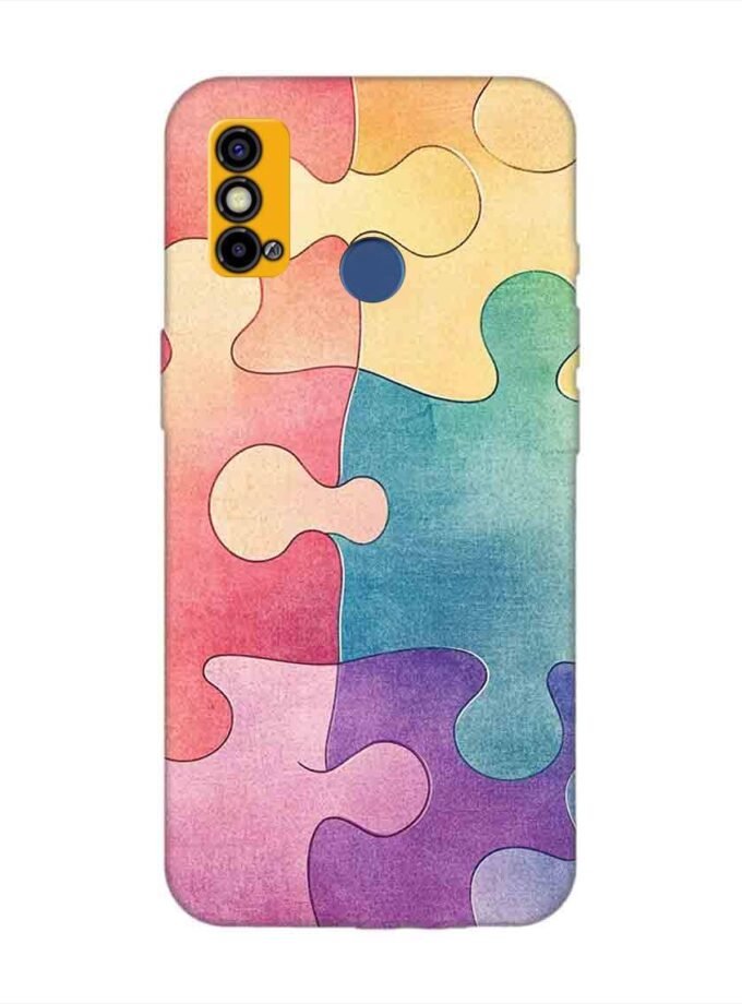 Printed Mobile Back Covers for Tecno Spark Go (2021) close up colorful puzzle piece