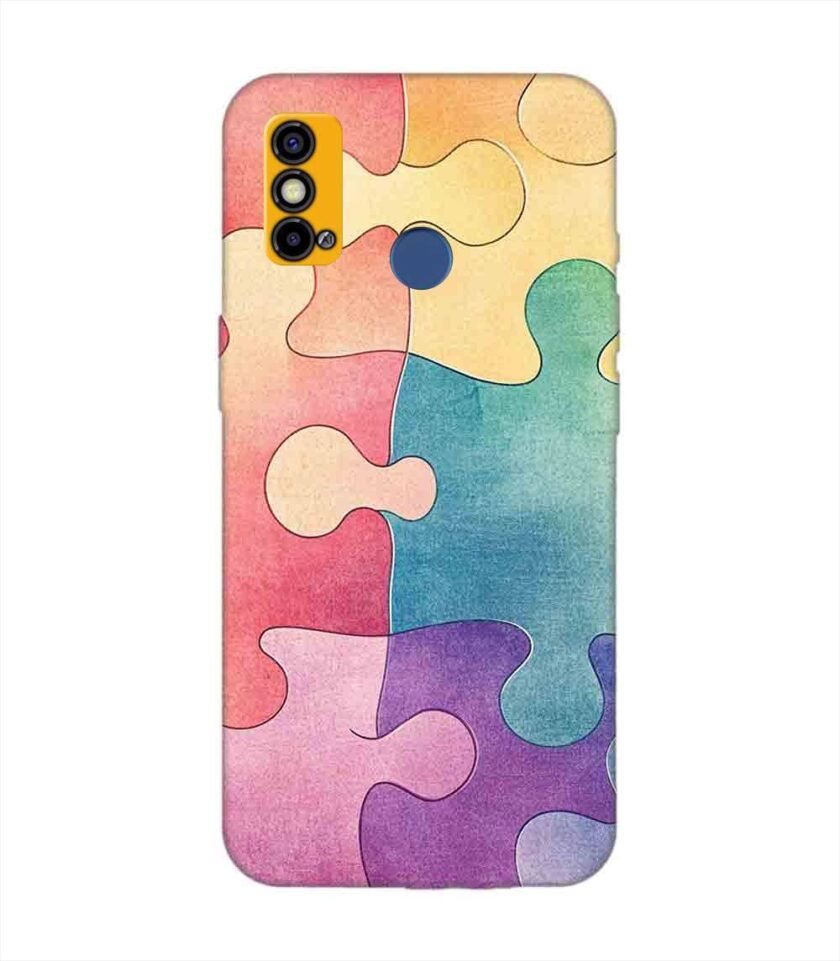 Printed Mobile Back Covers for Tecno Spark Go (2021) close up colorful puzzle piece