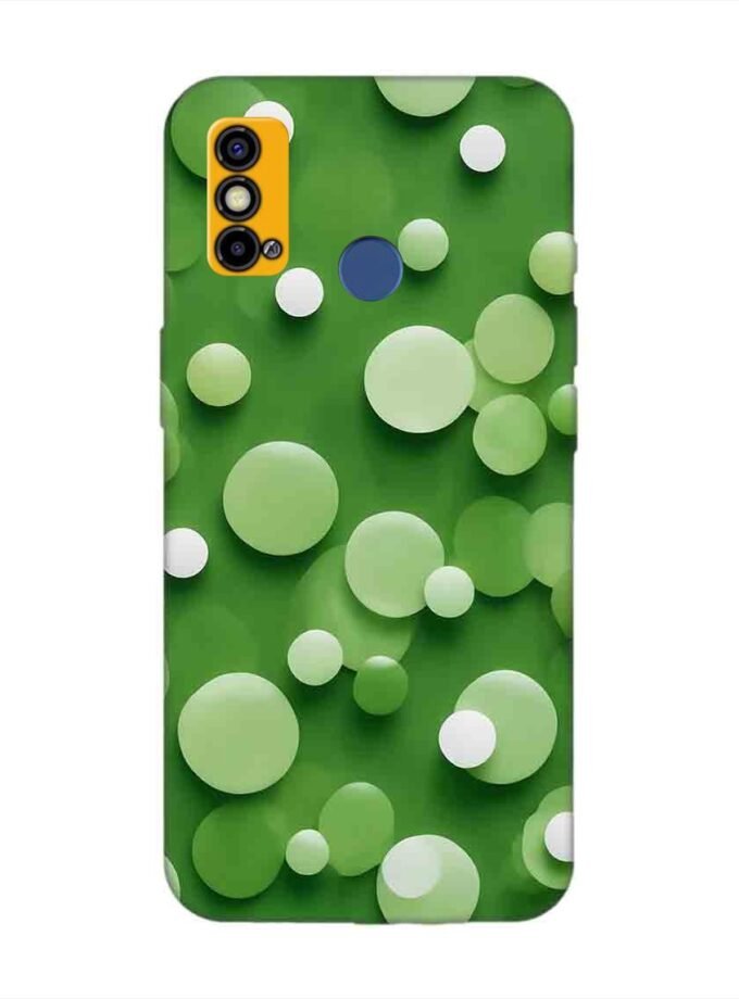Printed Mobile Back Covers for Tecno Spark Go (2021) close up green background with white polka dots