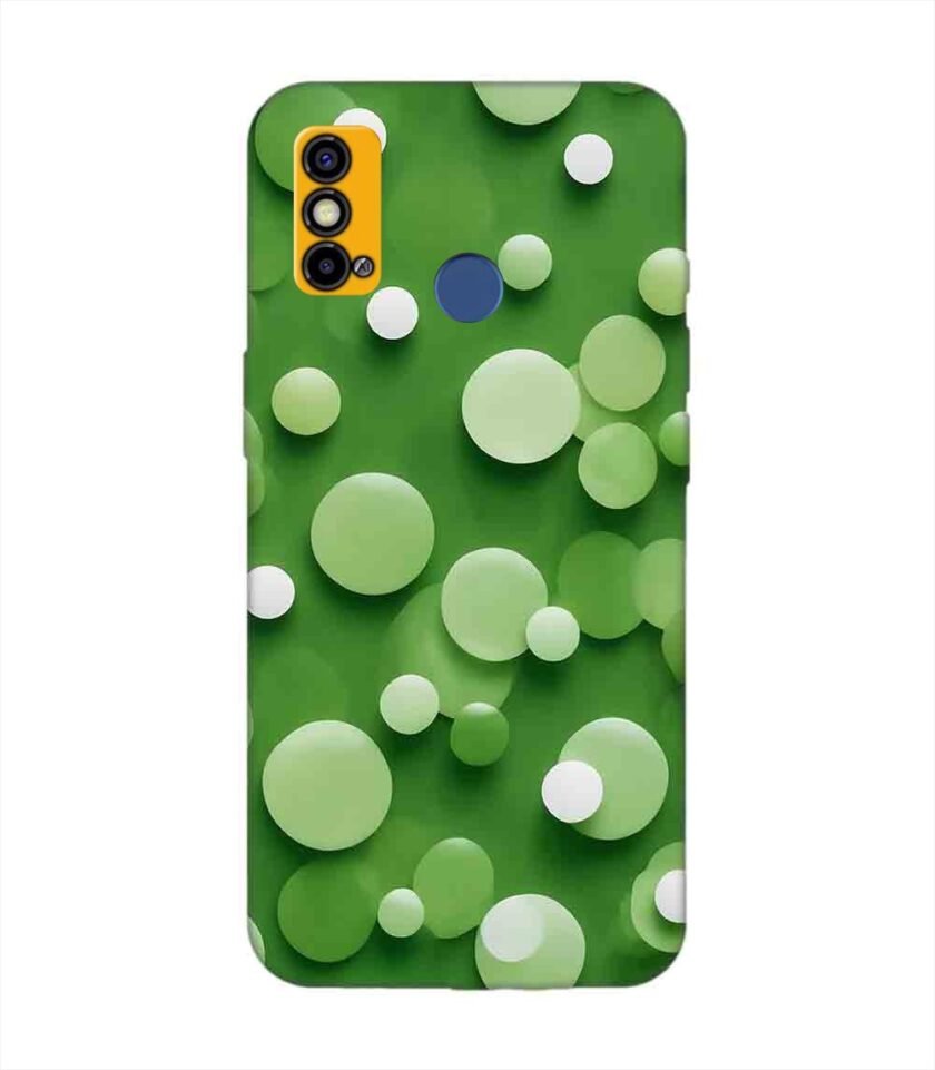 Printed Mobile Back Covers for Tecno Spark Go (2021) close up green background with white polka dots