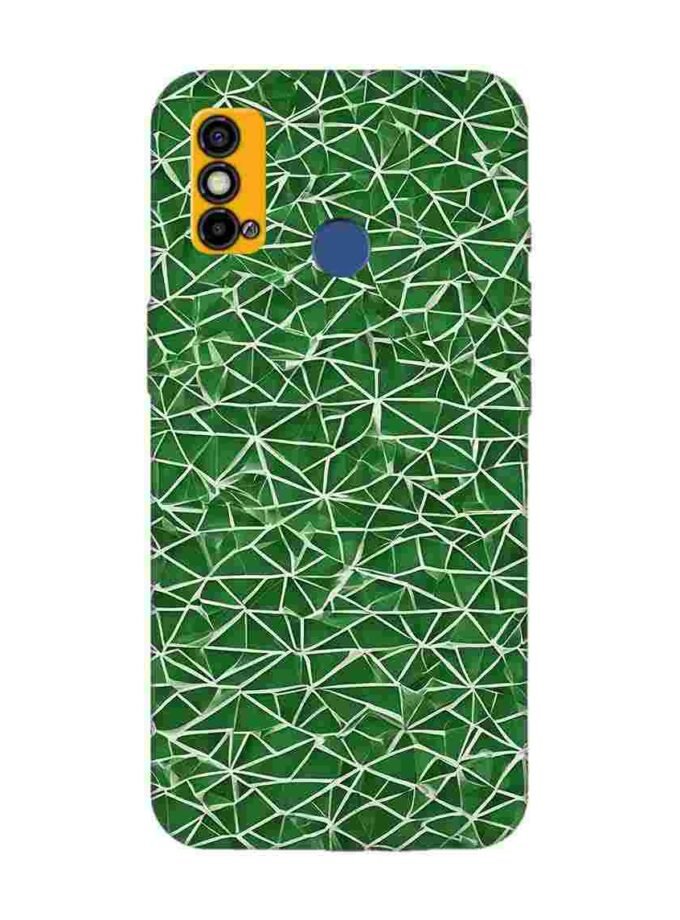 Printed Mobile Back Covers for Tecno Spark Go (2021) close up green white geometric pattern