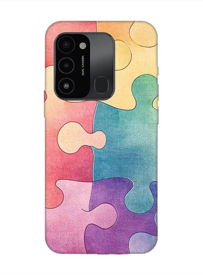 Printed Mobile Back Covers for Tecno Spark Go (2022) close up colorful puzzle piece
