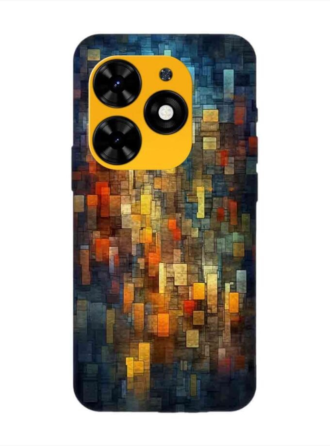 Printed Mobile Back Covers for Tecno Spark Go (2024) close up colorful mosaic squares shapes