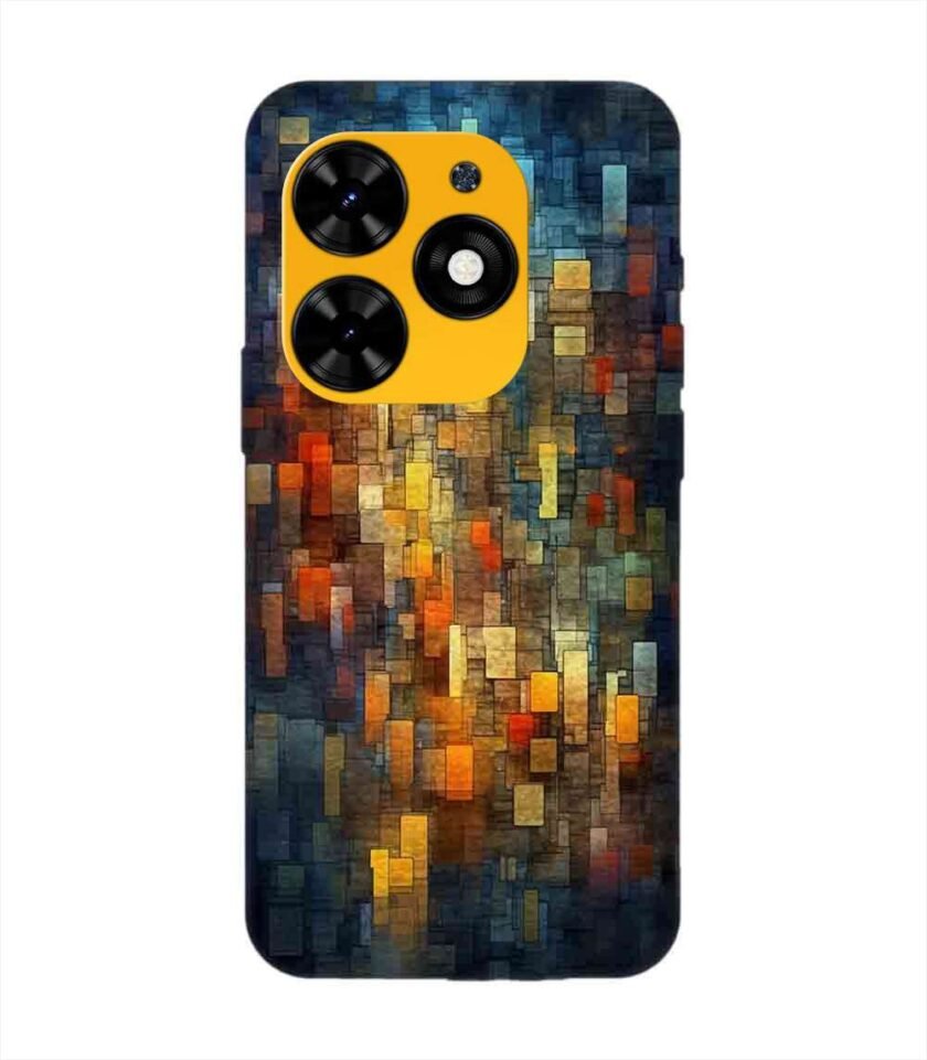 Printed Mobile Back Covers for Tecno Spark Go (2024) close up colorful mosaic squares shapes