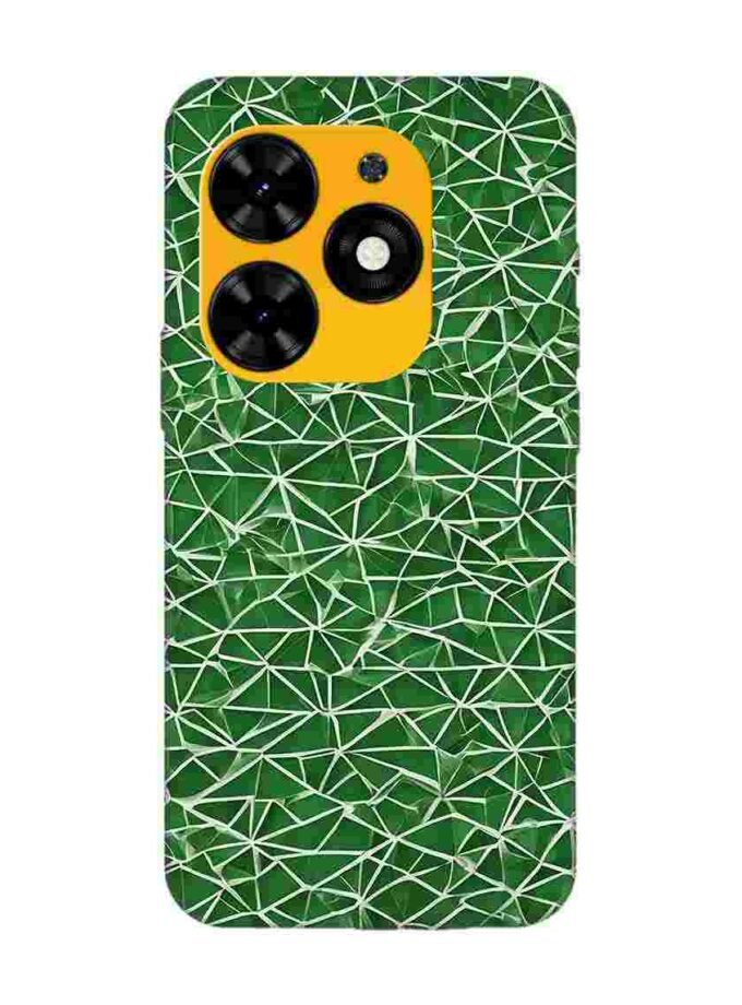 Printed Mobile Back Covers for Tecno Spark Go (2024) close up green white geometric pattern