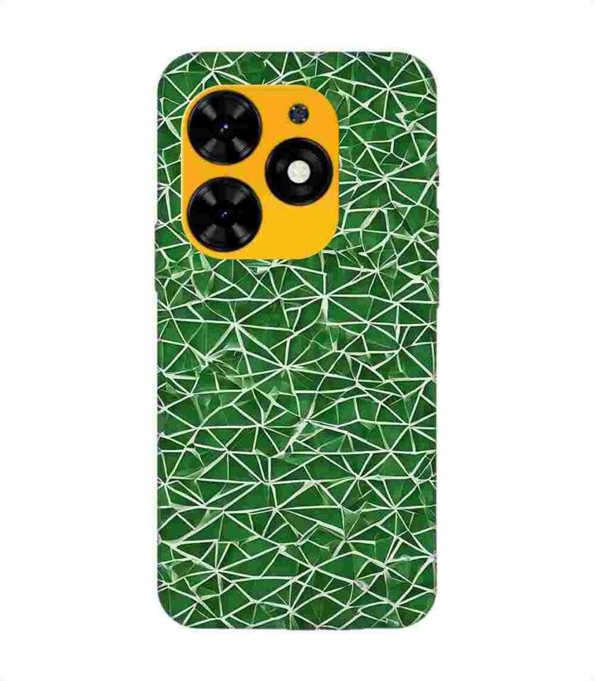 Printed Mobile Back Covers for Tecno Spark Go (2024) close up green white geometric pattern