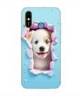 Printed Mobile Back Covers for Tecno Spark Go Plus close up dog looking out hole wall