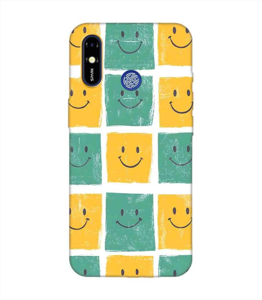 Printed Mobile Back Covers for Tecno Spark Go Plus close up pattern smiley faces