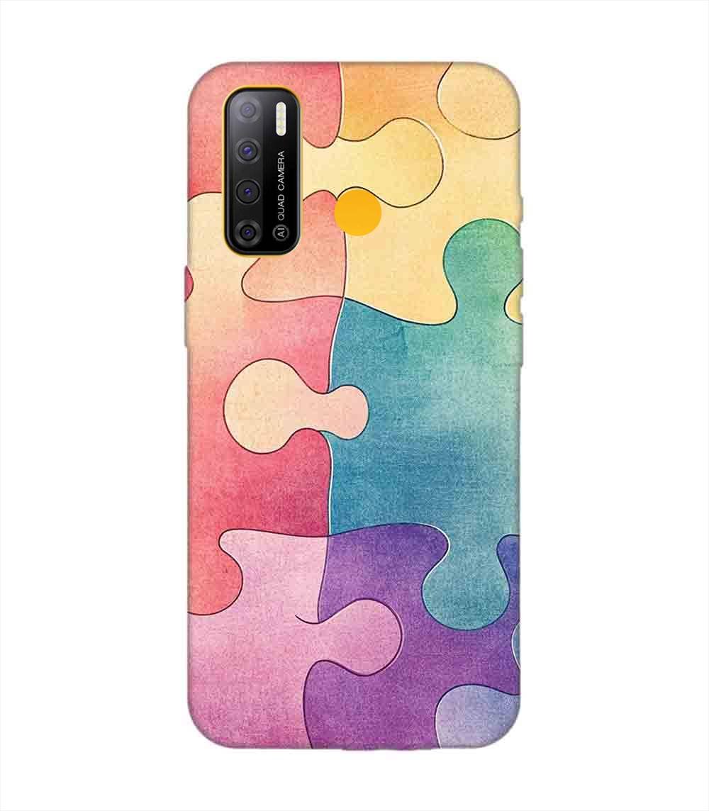 Printed Mobile Back Covers for Tecno Spark Power 2 close up colorful puzzle piece