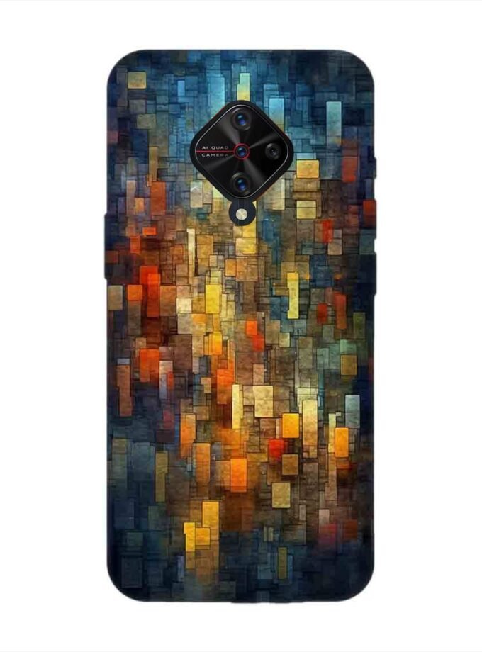 Printed Back Cover for Vivo S1 Pro Close Up Colorful Mosaic Squares Shapes