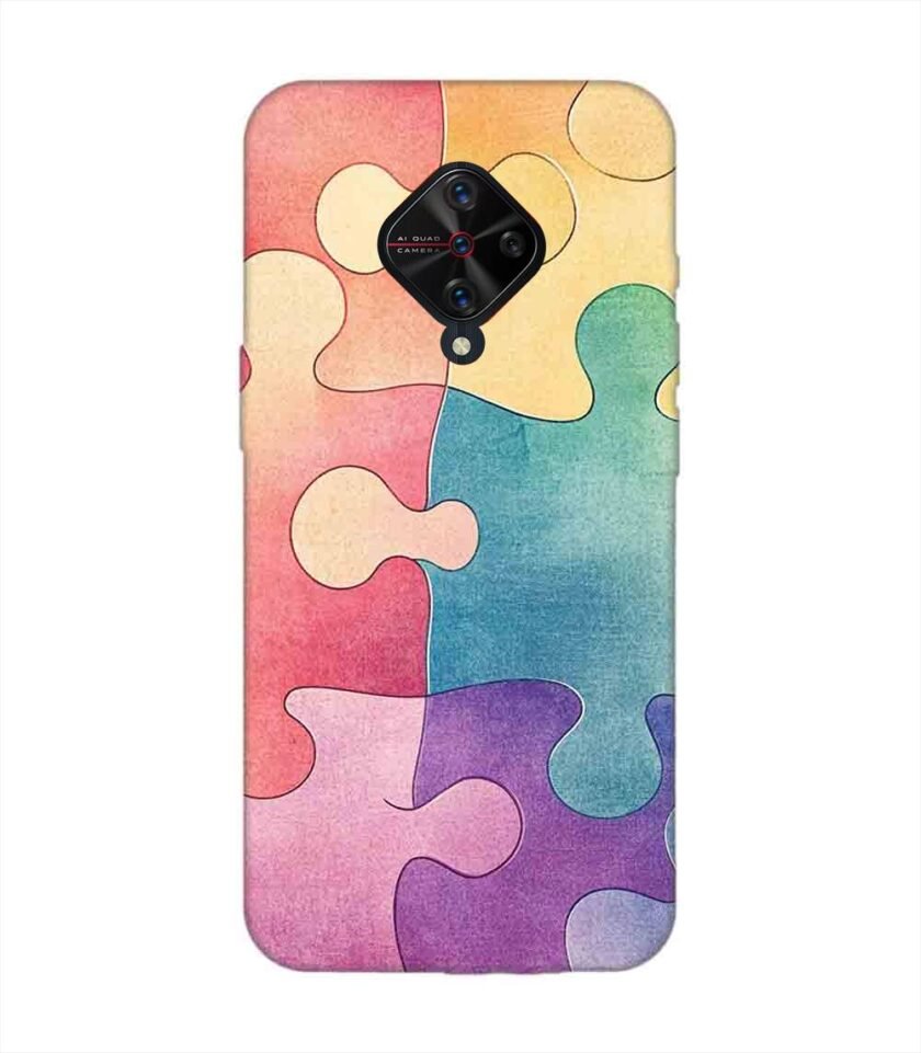 Printed Back Cover for Vivo S1 Pro Close Up Colorful Puzzle Piece