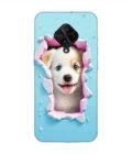 Printed Back Cover for Vivo S1 Pro Close Up Dog Looking Out Hole Wall
