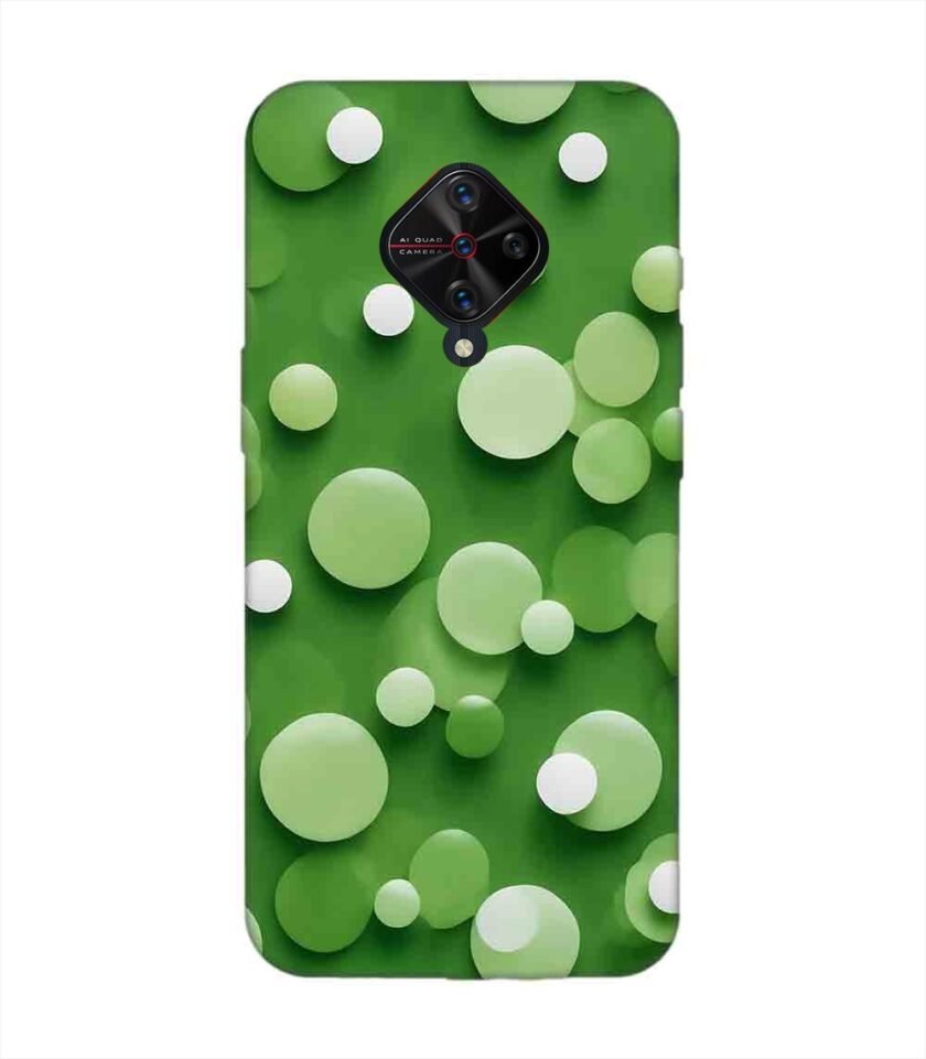 Printed Back Cover for Vivo S1 Pro Close Up Green Background With White Polka Dots