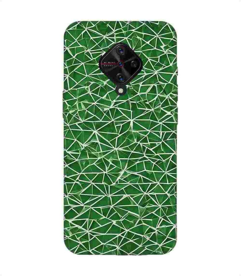 Printed Back Cover for Vivo S1 Pro Close Up Green White Geometric Pattern