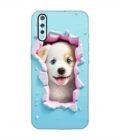 Printed Back Cover for Vivo S1 Close Up Dog Looking Out Hole Wall