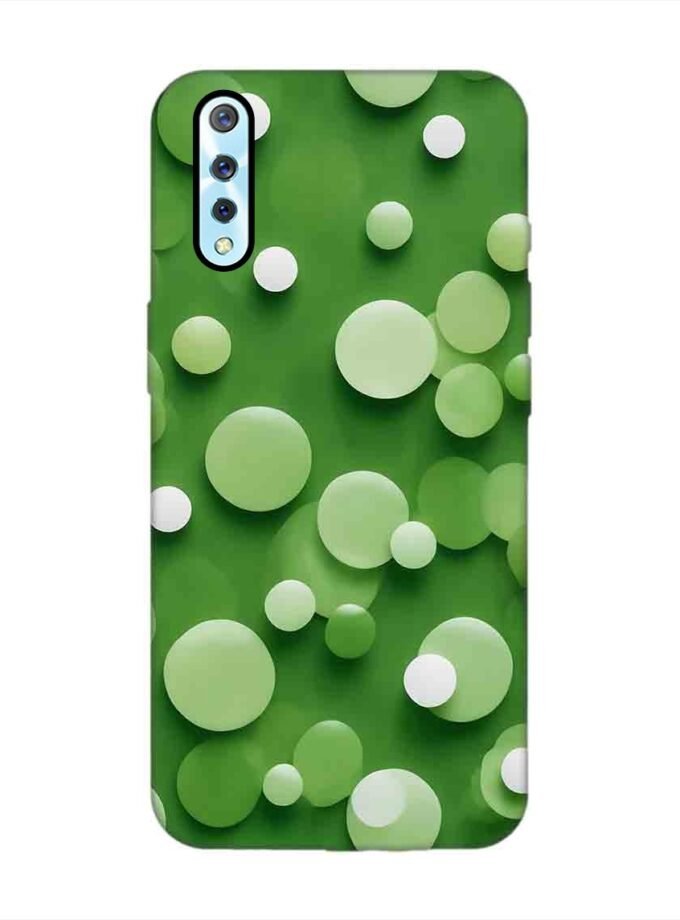 Printed Back Cover for Vivo S1 Close Up Green Background With White Polka Dots