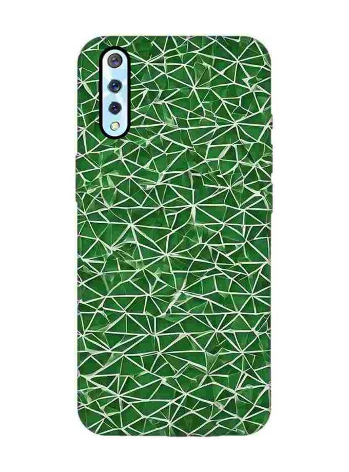Printed Back Cover for Vivo S1 Close Up Green White Geometric Pattern