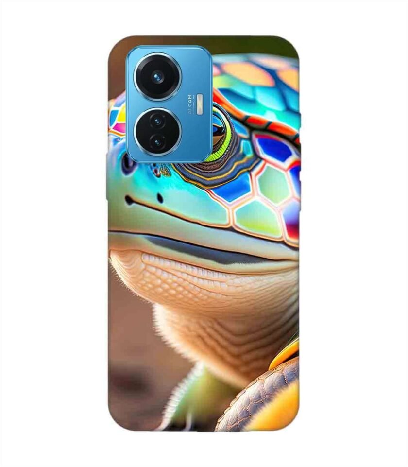 Printed Back Cover for Vivo T1 (44W) Close Up Cute Turtle