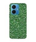 Printed Back Cover for Vivo T1 (44W) Close Up Green White Geometric Pattern