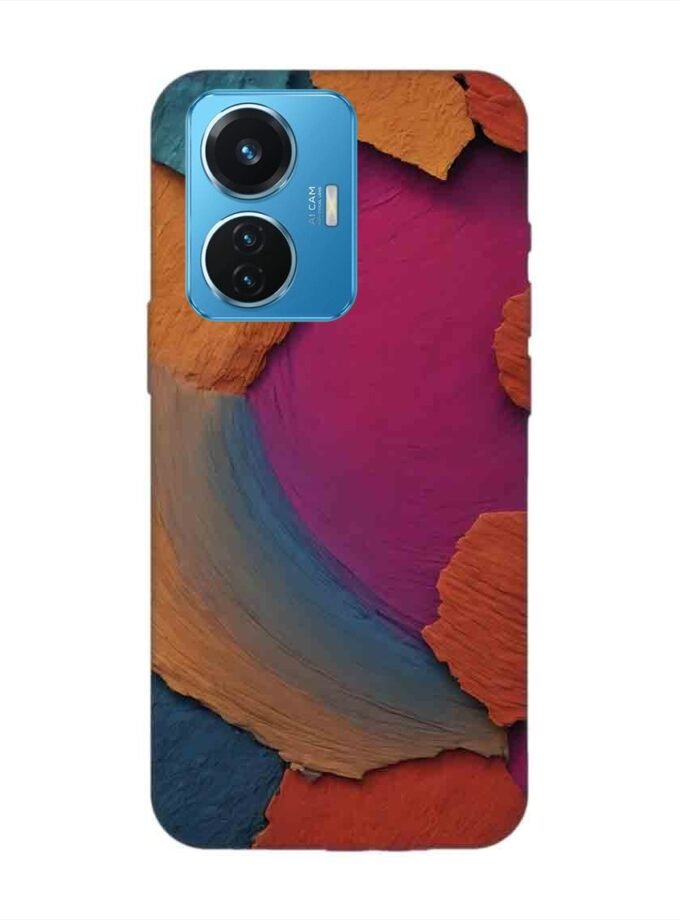 Printed Back Cover for Vivo T1 (44W) Closeup Color Textured Surface