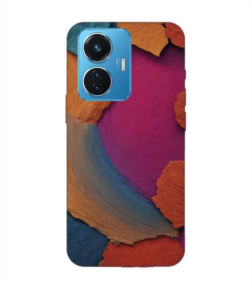 Printed Back Cover for Vivo T1 (44W) Closeup Color Textured Surface