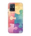 Printed Back Cover for Vivo T1 (5G) Close Up Colorful Puzzle Piece