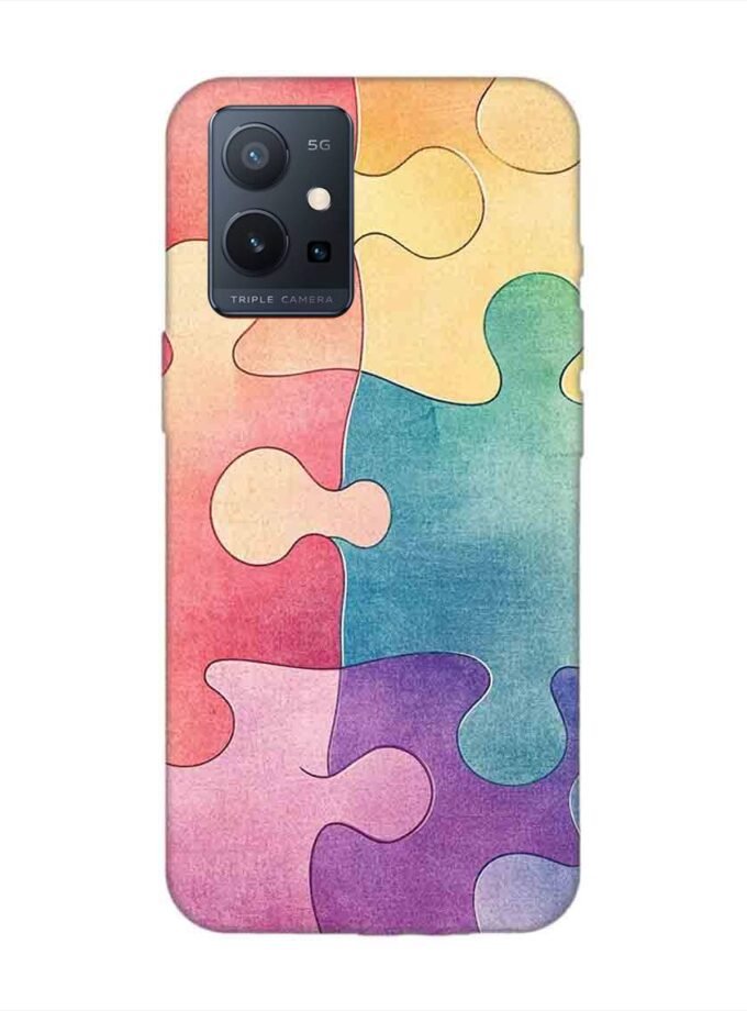 Printed Back Cover for Vivo T1 (5G) Close Up Colorful Puzzle Piece