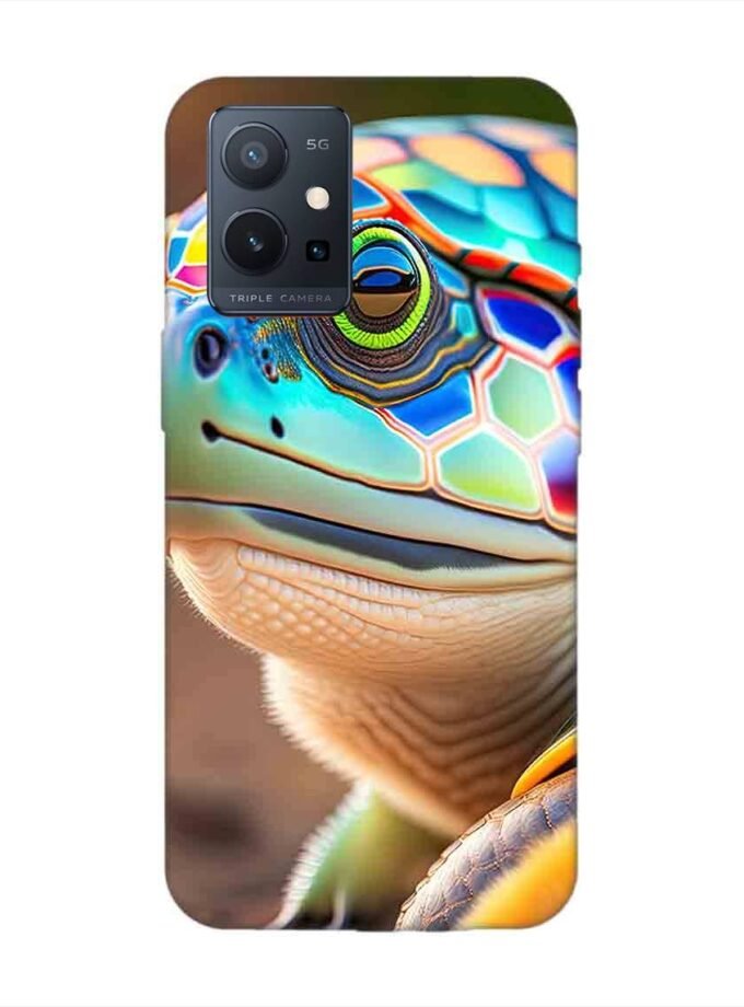 Printed Back Cover for Vivo T1 (5G) Close Up Cute Turtle