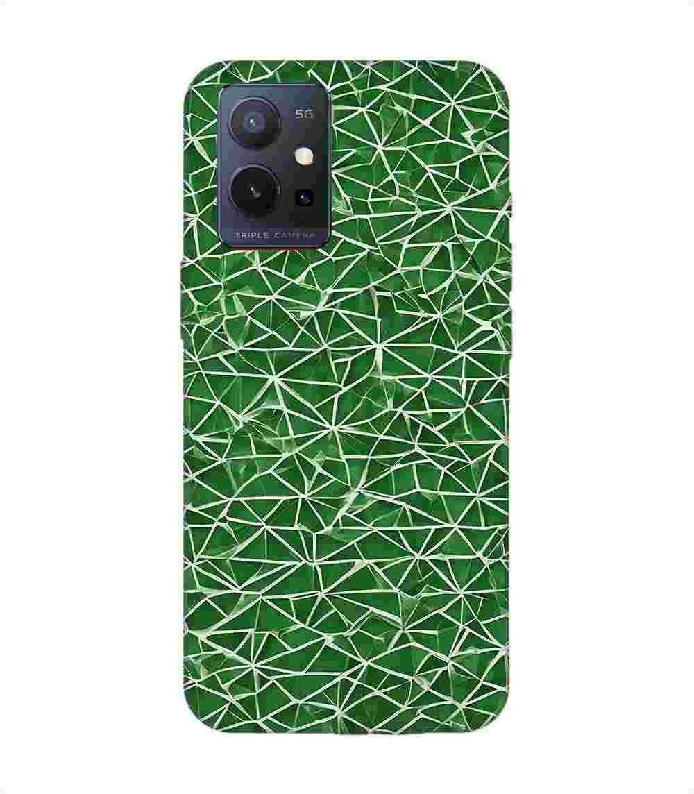 Printed Back Cover for Vivo T1 (5G) Close Up Green White Geometric Pattern
