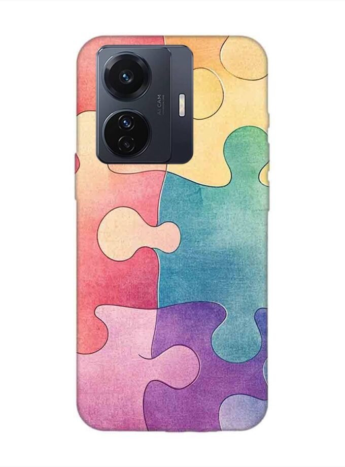 Printed Back Cover for Vivo T1 Pro (5G) Close Up Colorful Puzzle Piece