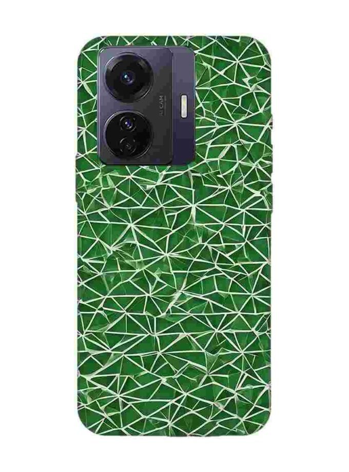 Printed Back Cover for Vivo T1 Pro (5G) Close Up Green White Geometric Pattern