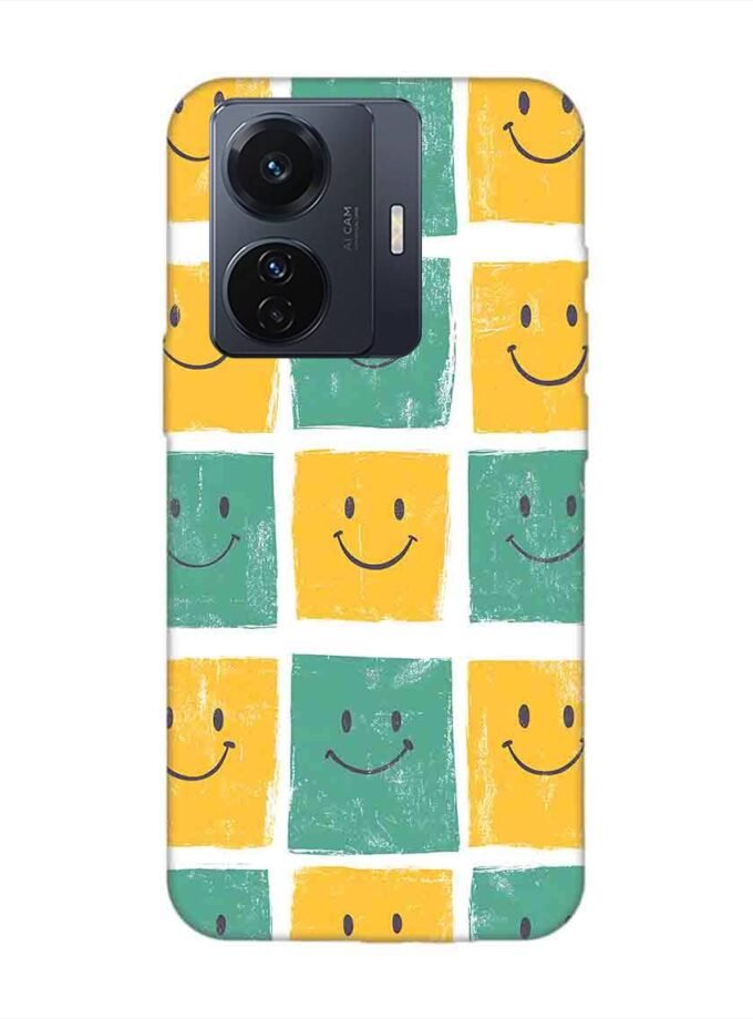 Printed Back Cover for Vivo T1 Pro (5G) Close Up Pattern Smiley Faces