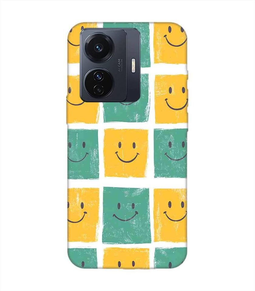 Printed Back Cover for Vivo T1 Pro (5G) Close Up Pattern Smiley Faces