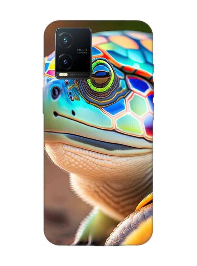 Printed Back Cover for Vivo T1X Close Up Cute Turtle
