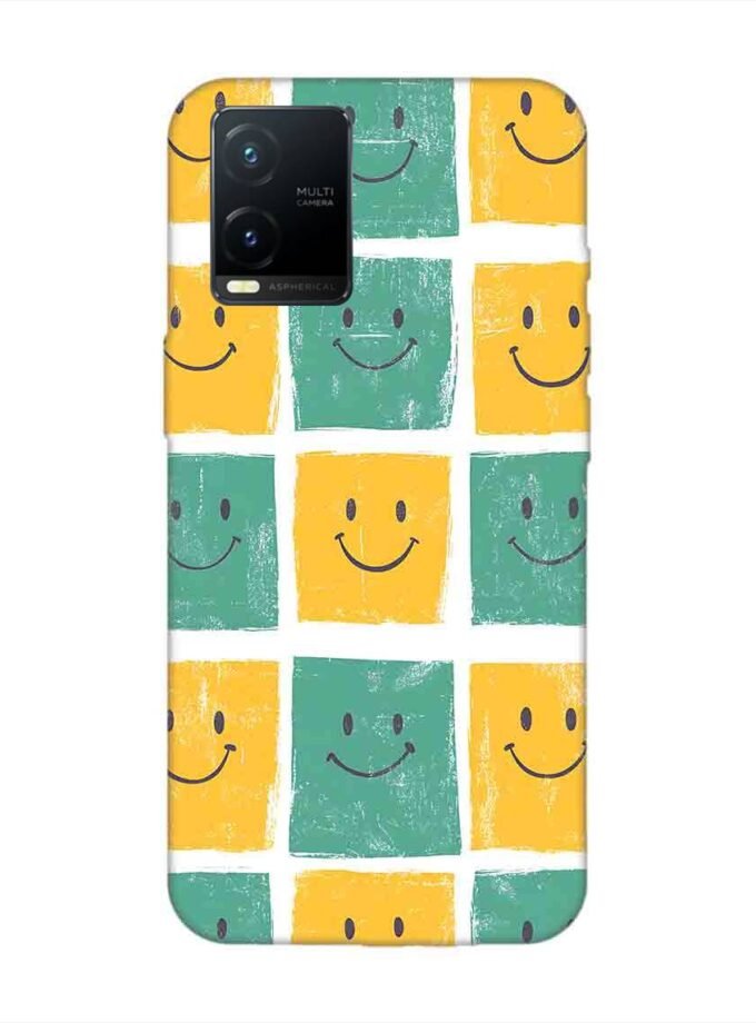 Printed Back Cover for Vivo T1X Close Up Pattern Smiley Faces