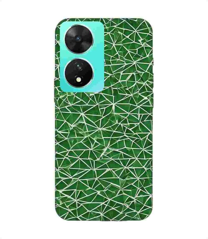 Printed Back Cover for Vivo T2 (5G) Close Up Green White Geometric Pattern