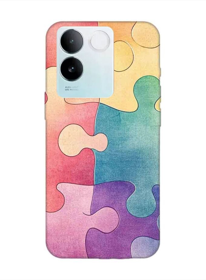 Printed Back Cover for Vivo T2 Pro (5G) Close Up Colorful Puzzle Piece