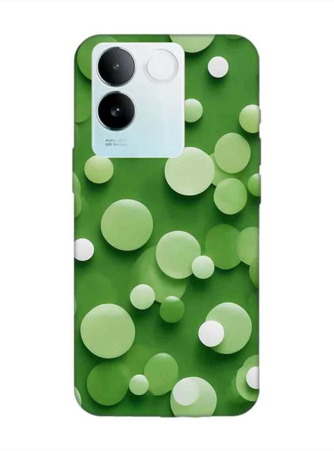 Printed Back Cover for Vivo T2 Pro (5G) Close Up Green Background With White Polka Dots