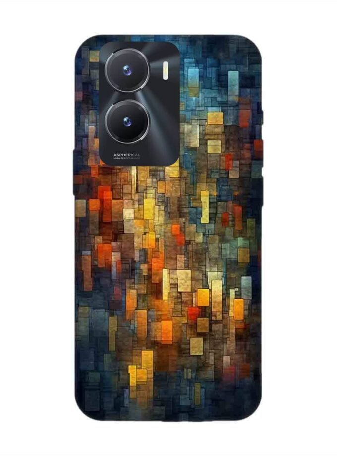 Printed Back Cover for Vivo T2X (5G) Close Up Colorful Mosaic Squares Shapes