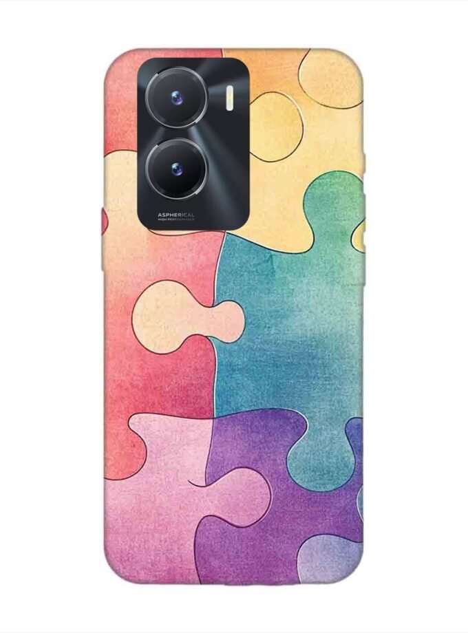 Printed Back Cover for Vivo T2X (5G) Close Up Colorful Puzzle Piece