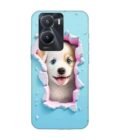 Printed Back Cover for Vivo T2X (5G) Close Up Dog Looking Out Hole Wall