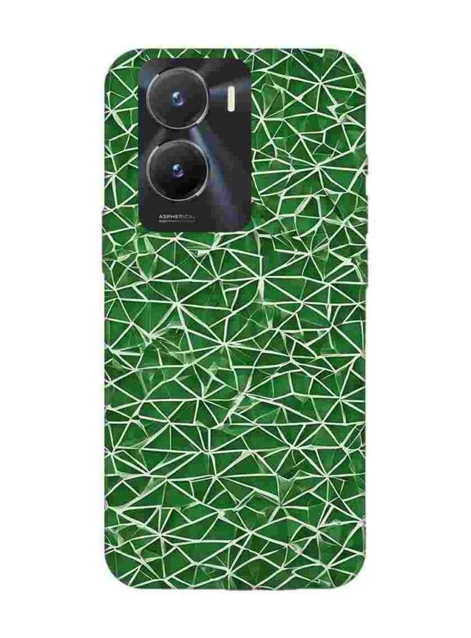 Printed Back Cover for Vivo T2X (5G) Close Up Green White Geometric Pattern