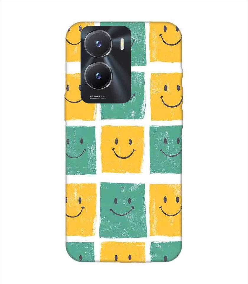 Printed Back Cover for Vivo T2X (5G) Close Up Pattern Smiley Faces