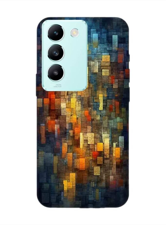Printed Back Cover for Vivo T3 (5G) Close Up Colorful Mosaic Squares Shapes