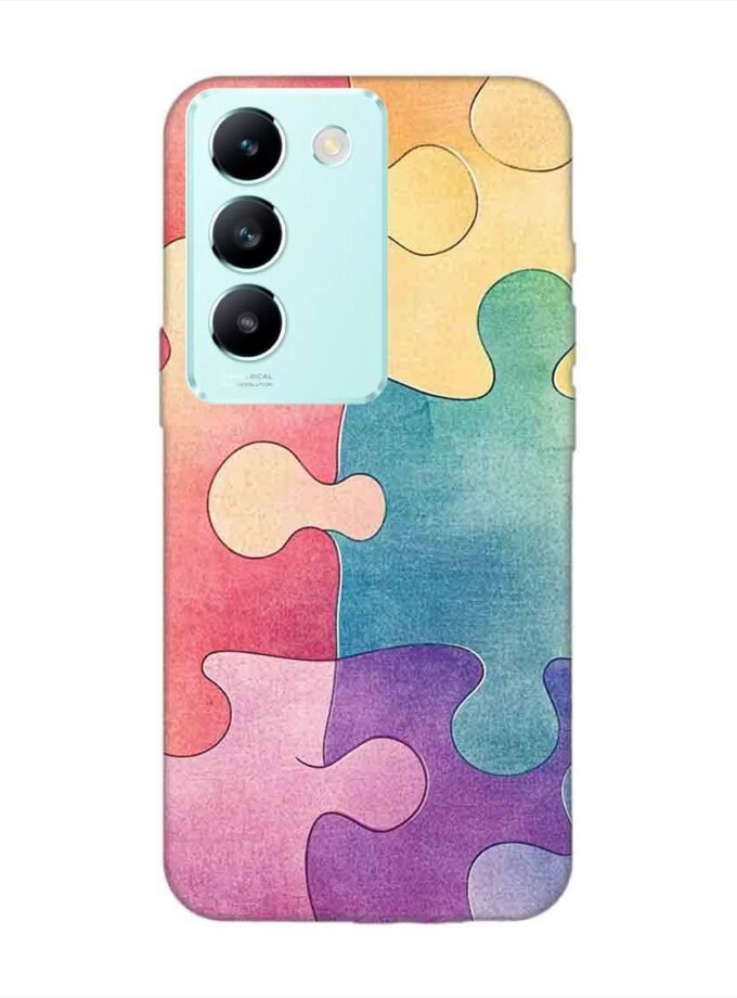 Printed Back Cover for Vivo T3 (5G) Close Up Colorful Puzzle Piece