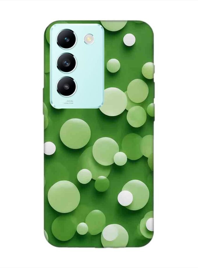 Printed Back Cover for Vivo T3 (5G) Close Up Green Background With White Polka Dots