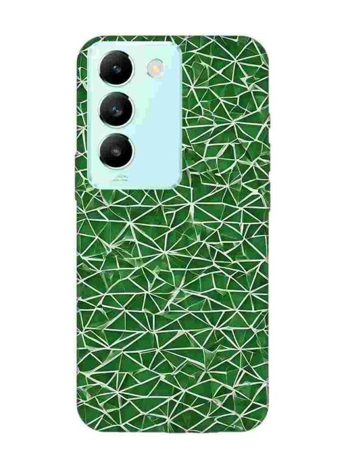 Printed Back Cover for Vivo T3 (5G) Close Up Green White Geometric Pattern