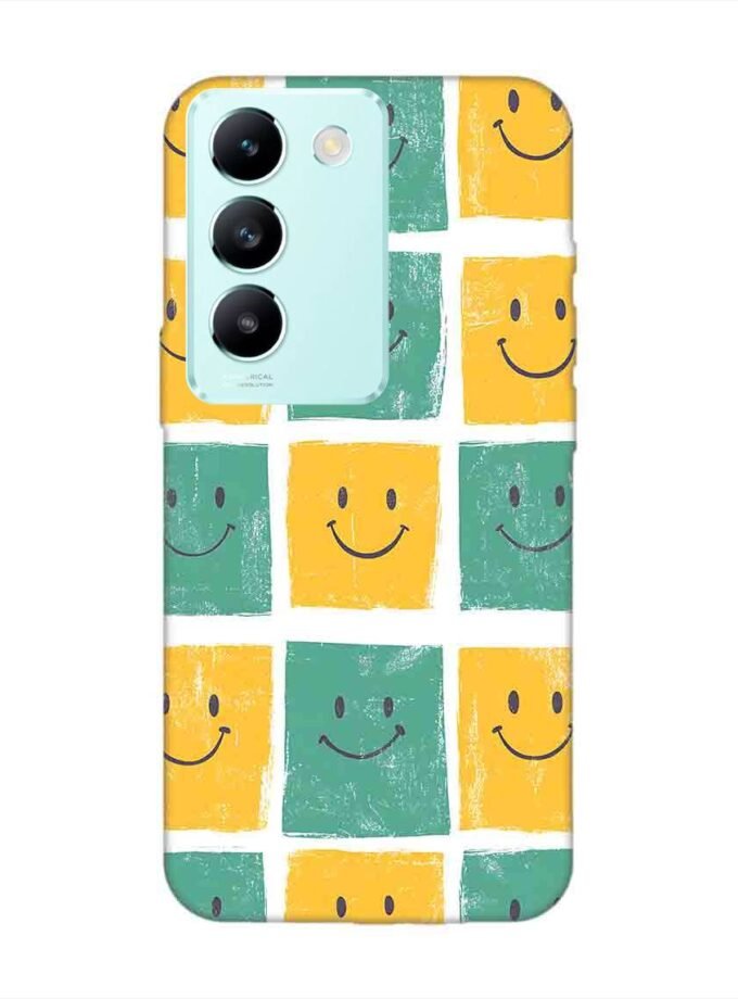 Printed Back Cover for Vivo T3 (5G) Close Up Pattern Smiley Faces