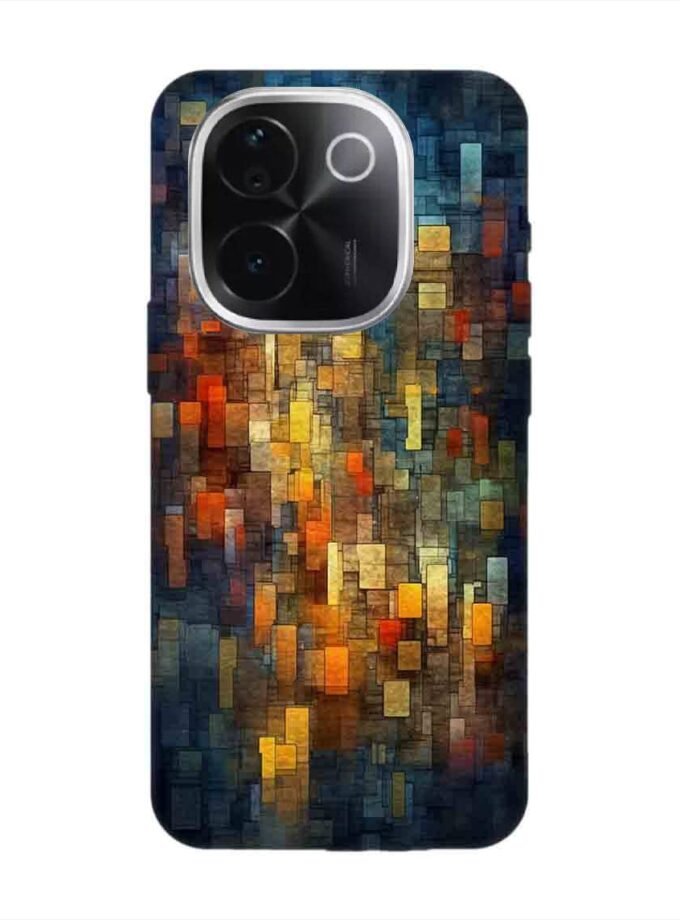 Printed Back Cover for Vivo T3 Pro (5G) Close Up Colorful Mosaic Squares Shapes